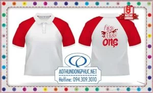 Áo phông đồng phục raglan cổ bẻ xẻ trụ