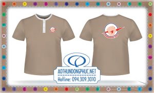 In áo thun đồng phục công ty cổ tròn cài nút áo