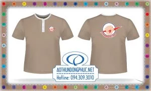 In áo thun đồng phục công ty cổ tròn cài nút áo