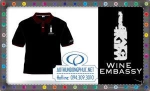 Mẫu thêu logo áo phông quảng cáo rượu Wine Embassy