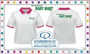 Mẫu in áo phông cửa hàng Siêu thị Mẹ và Bé Áo phông nhân viên bán hàng siêu thị Áo đồng phục nhân viên nam nữ Áo đồng phục doanh nghiệp Áo phông nhân viên chuỗi cửa hàng siêu thị Mẹ và Bé