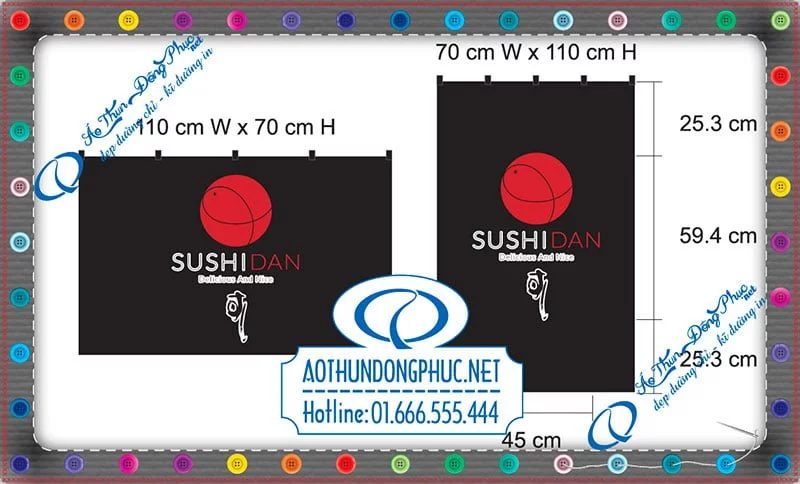 In cờ quán ăn Shushi Dan