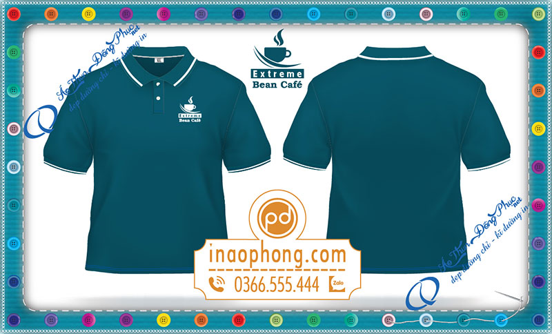 In đồng phục nhân viên quán coffee Extreme Với ứng dụng công nghệ in thêu logo trên vải thun tiên tiến, mực in đạt chuẩn chất lượng cao nhất trong kĩ thuật in áo phông đồng phục từ Nhật và Mã Lai, máy thêu hiện đại, thiết kế áo thun miễn phí cực nhanh theo xu hướng thời trang hiện đại và thanh lịch, xưởng may Phục Đồng tự hào có thể đáp ứng mọi nhu cầu đặt may đồng phục của khách hàng từ dễ đến mức độ khó