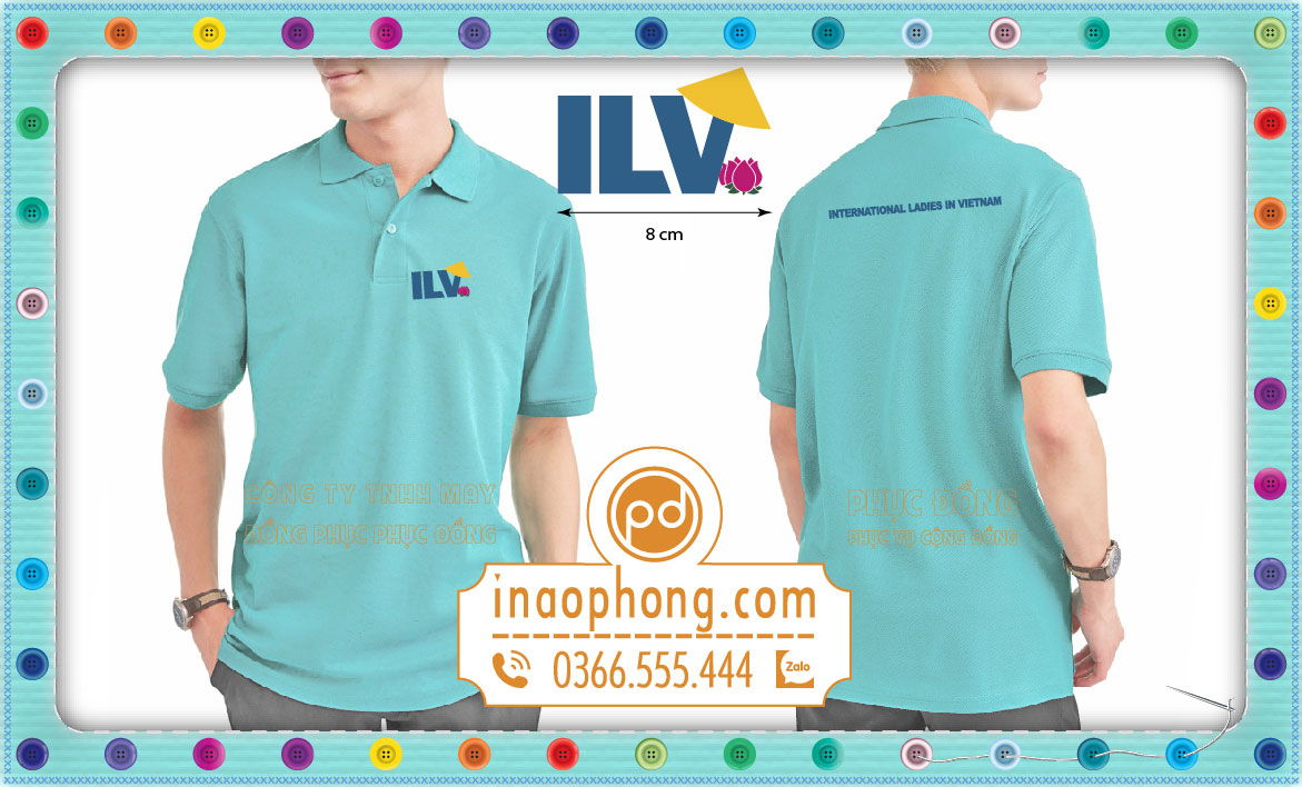 Thêu logo áo phông đồng phục thành viên ILV